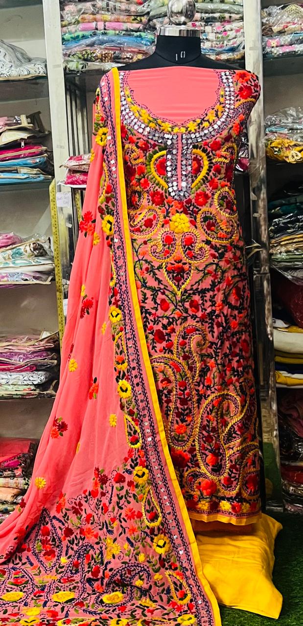 Georgette Phulkari Suits Handwork2025SEP0340