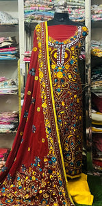 Georgette Phulkari Suits Handwork2025SEP0342