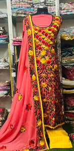 Georgette Phulkari Suits Handwork2025SEP0343