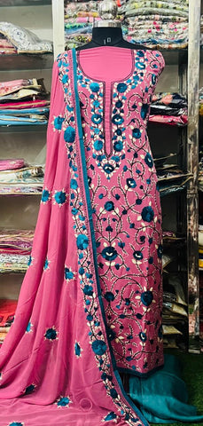 Georgette Phulkari Suits Handwork2025SEP2301