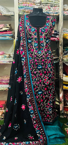 Georgette Phulkari Suits Handwork2025SEP2302