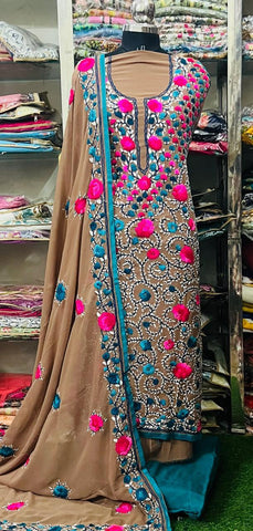 Georgette Phulkari Suits Handwork2025SEP2304