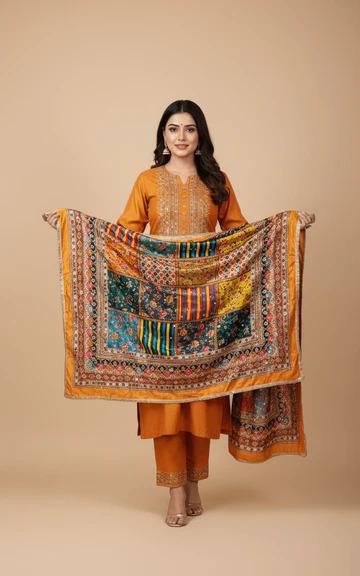 Mirror Work Dupatta Handwork Dupatta 2025OCT0302