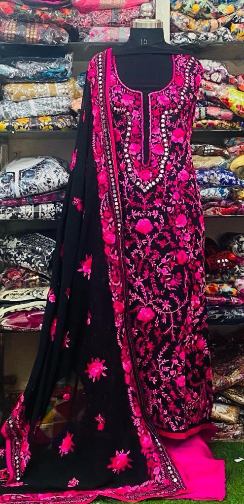 Georgette Phulkari Suits Handwork2025OCT1001