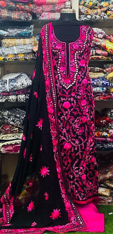 Georgette Phulkari Suits Handwork2025OCT1001