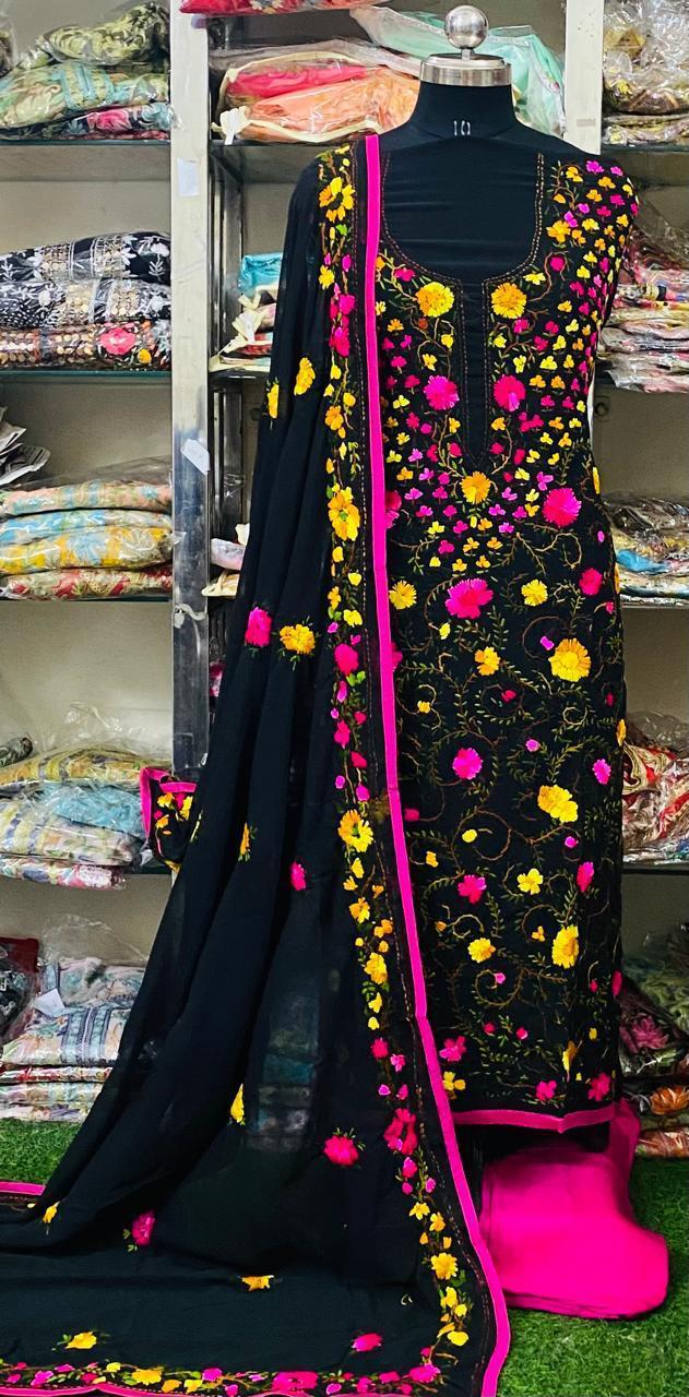 Georgette Phulkari Suits Handwork2025OCT1002