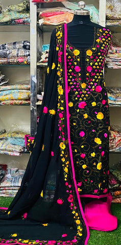 Georgette Phulkari Suits Handwork2025OCT1002