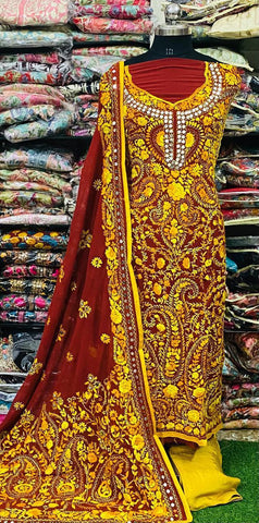 Georgette Phulkari Suits Handwork2025OCT1007