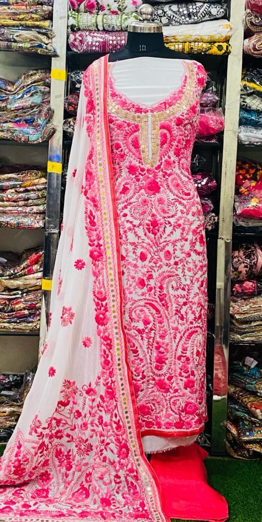 Georgette Phulkari Suits Handwork2025OCT1009