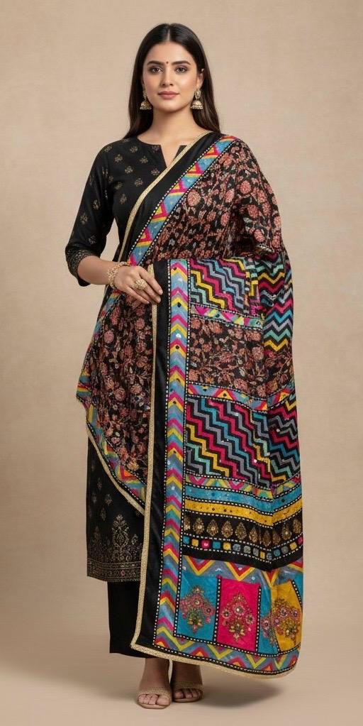 Mirror Work Dupatta Handwork Dupatta 2025OCT1805