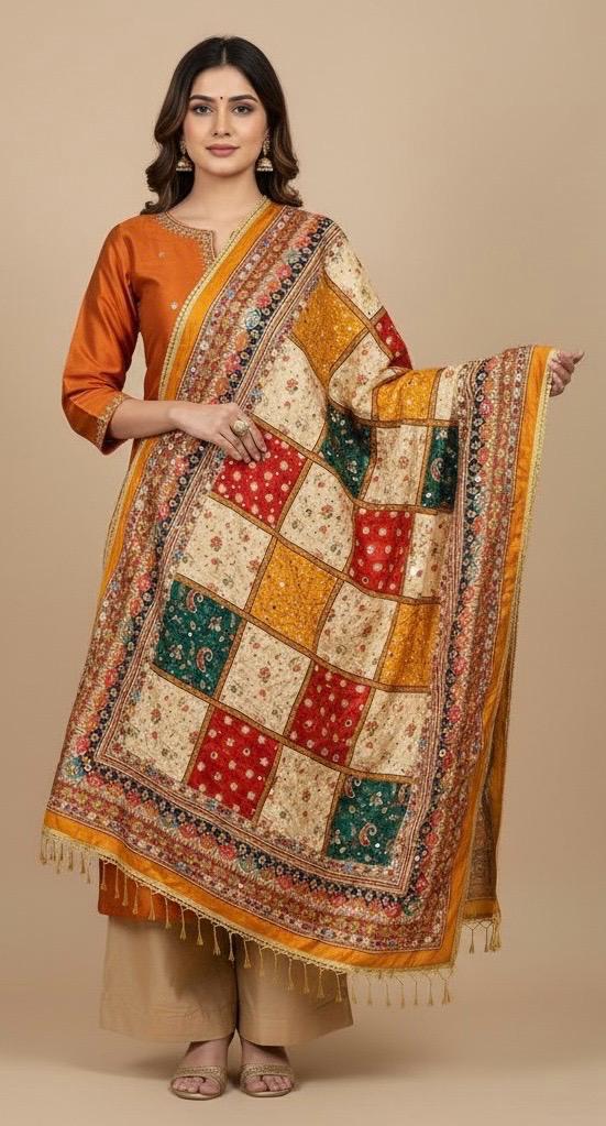 Mirror Work Dupatta Handwork Dupatta 2025NOV0416