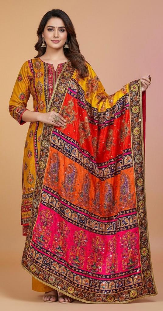 Mirror Work Dupatta Handwork Dupatta 2025NOV1429