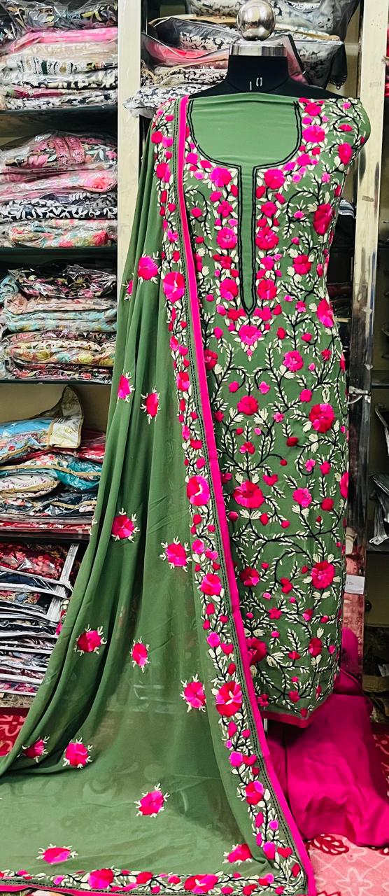 Georgette Phulkari Suits Handwork2025DEC0407