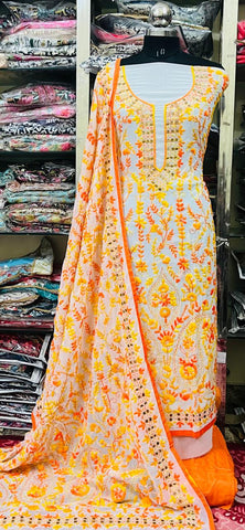 Georgette Phulkari Suits Handwork2025DEC0410