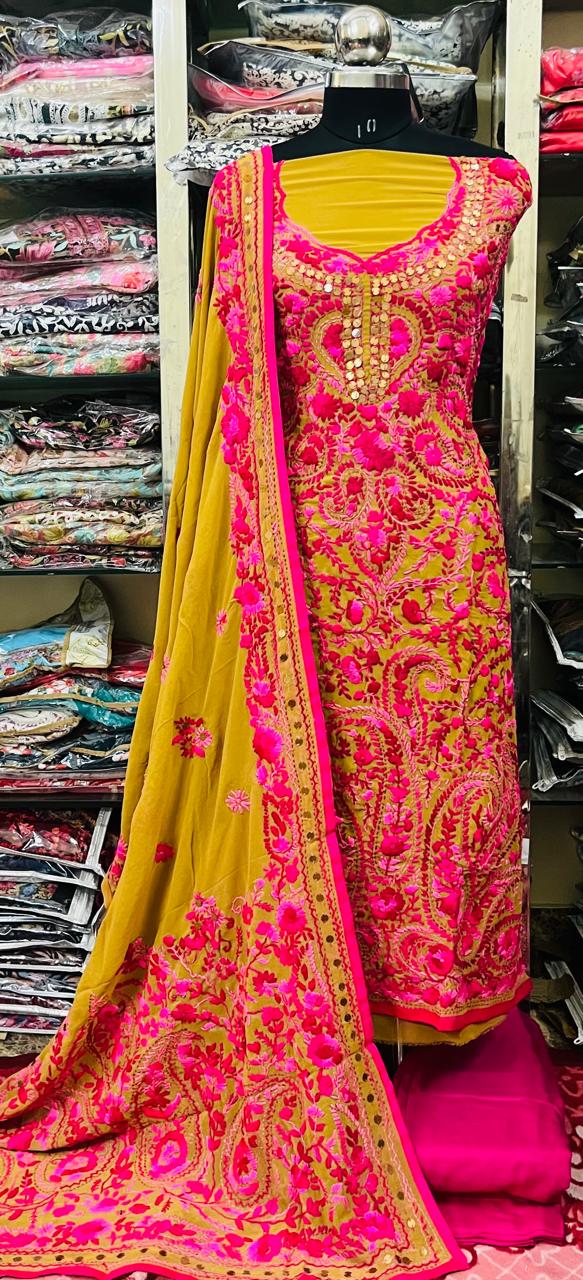 Georgette Phulkari Suits Handwork2025DEC0411