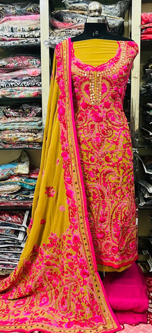 Georgette Phulkari Suits Handwork2025DEC0411