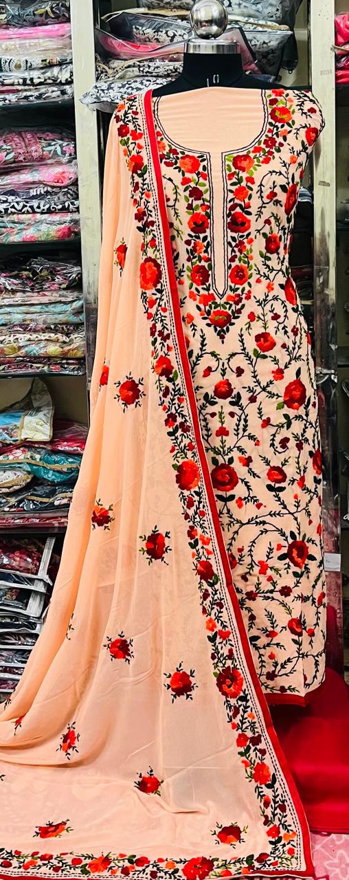 Georgette Phulkari Suits Handwork2025DEC0413