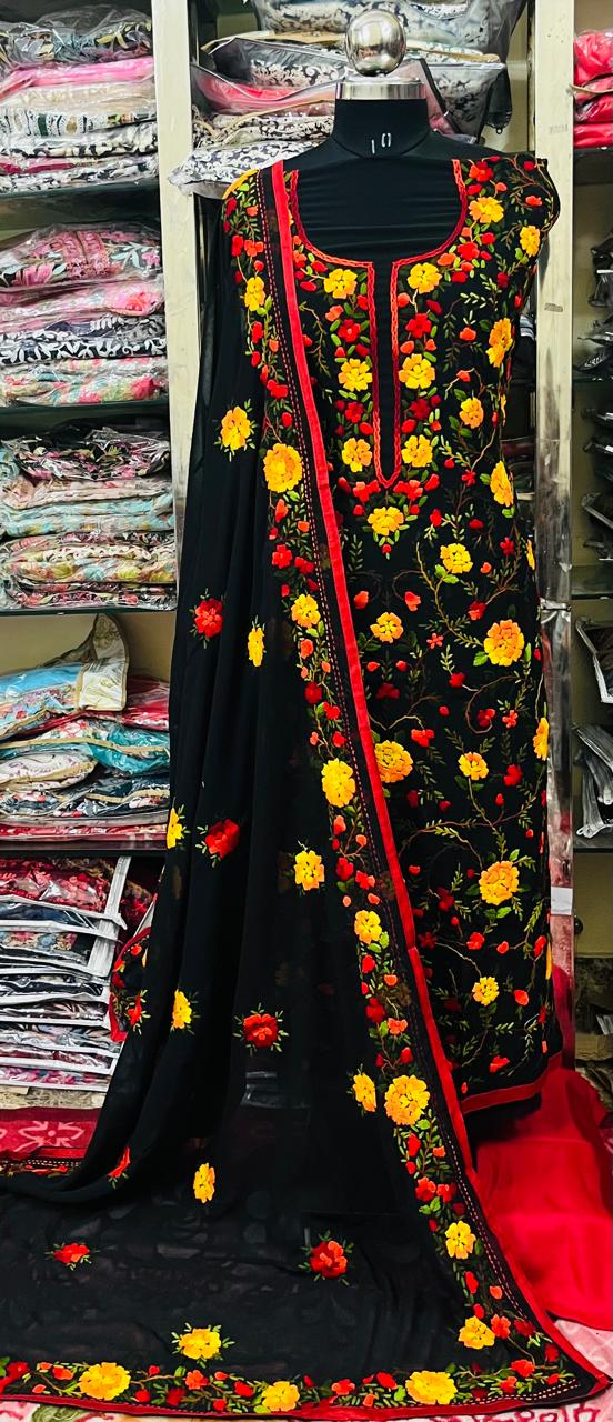Georgette Phulkari Suits Handwork2025DEC0414