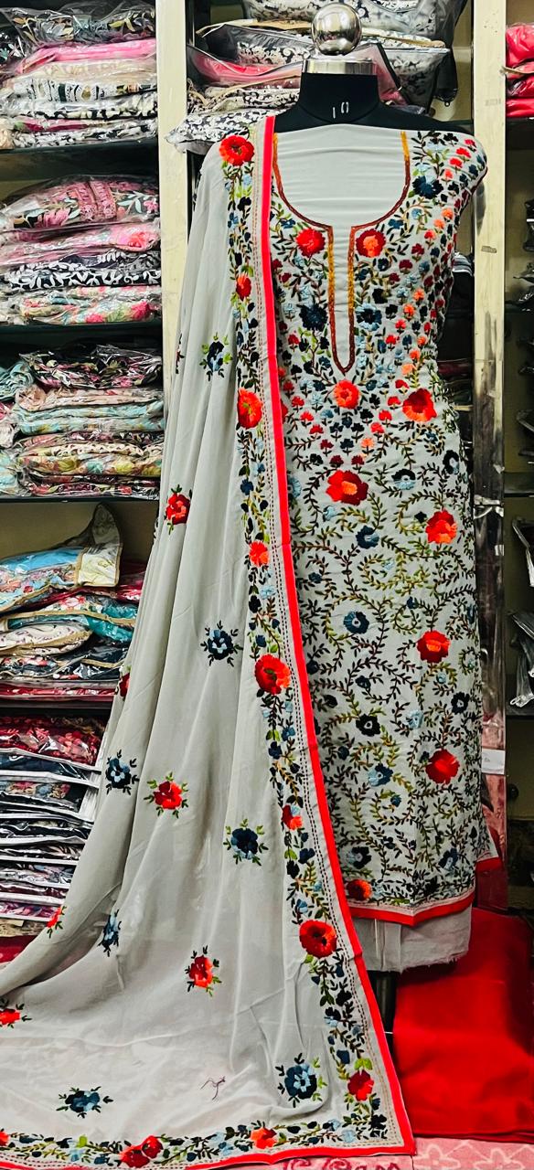 Georgette Phulkari Suits Handwork2025DEC0416