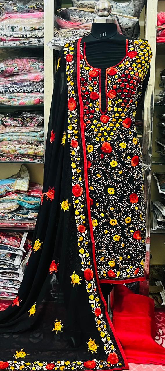 Georgette Phulkari Suits Handwork2025DEC0417