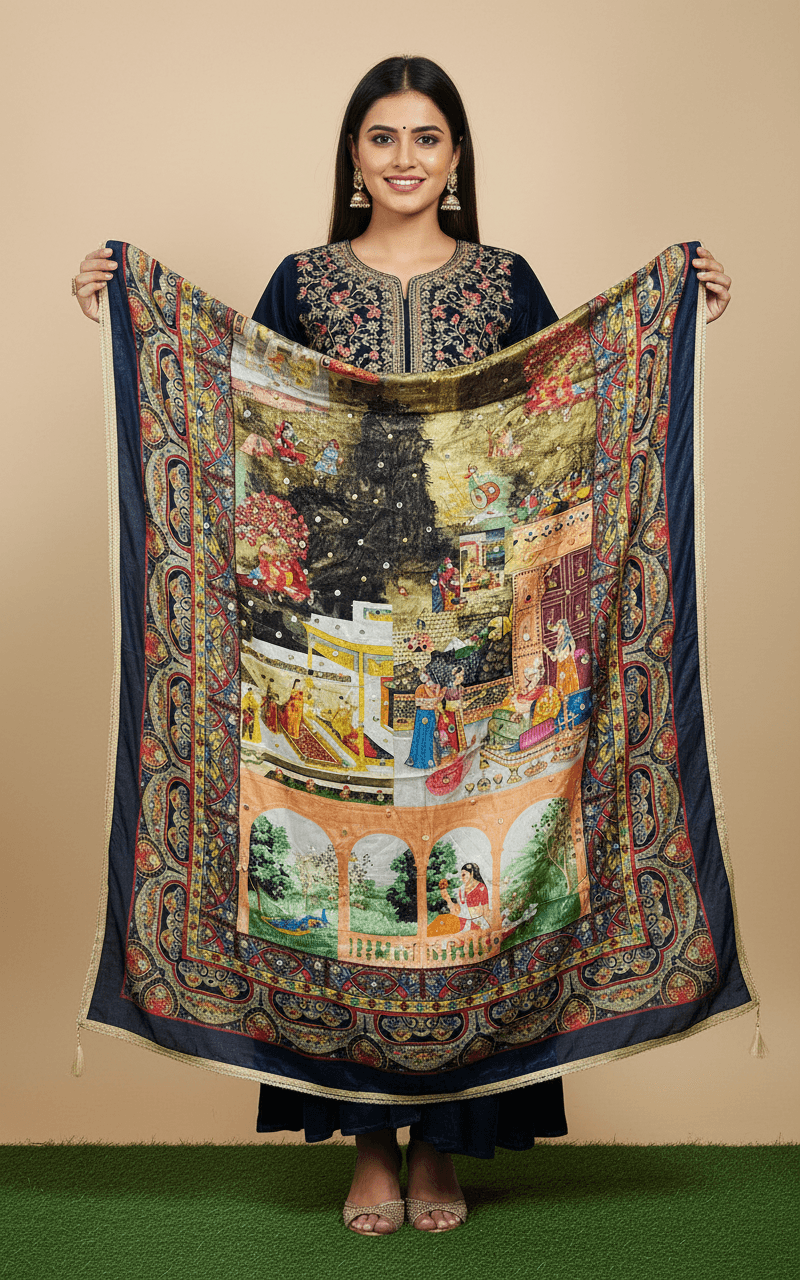 Mirror Work Dupatta Handwork Dupatta 2025SEP2208