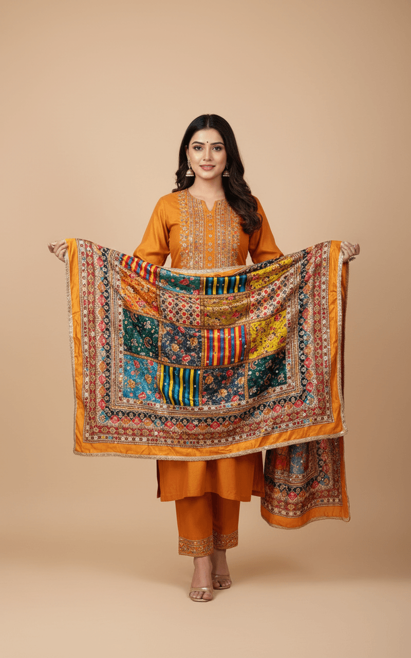Mirror Work Dupatta Handwork Dupatta 2025SEP2206