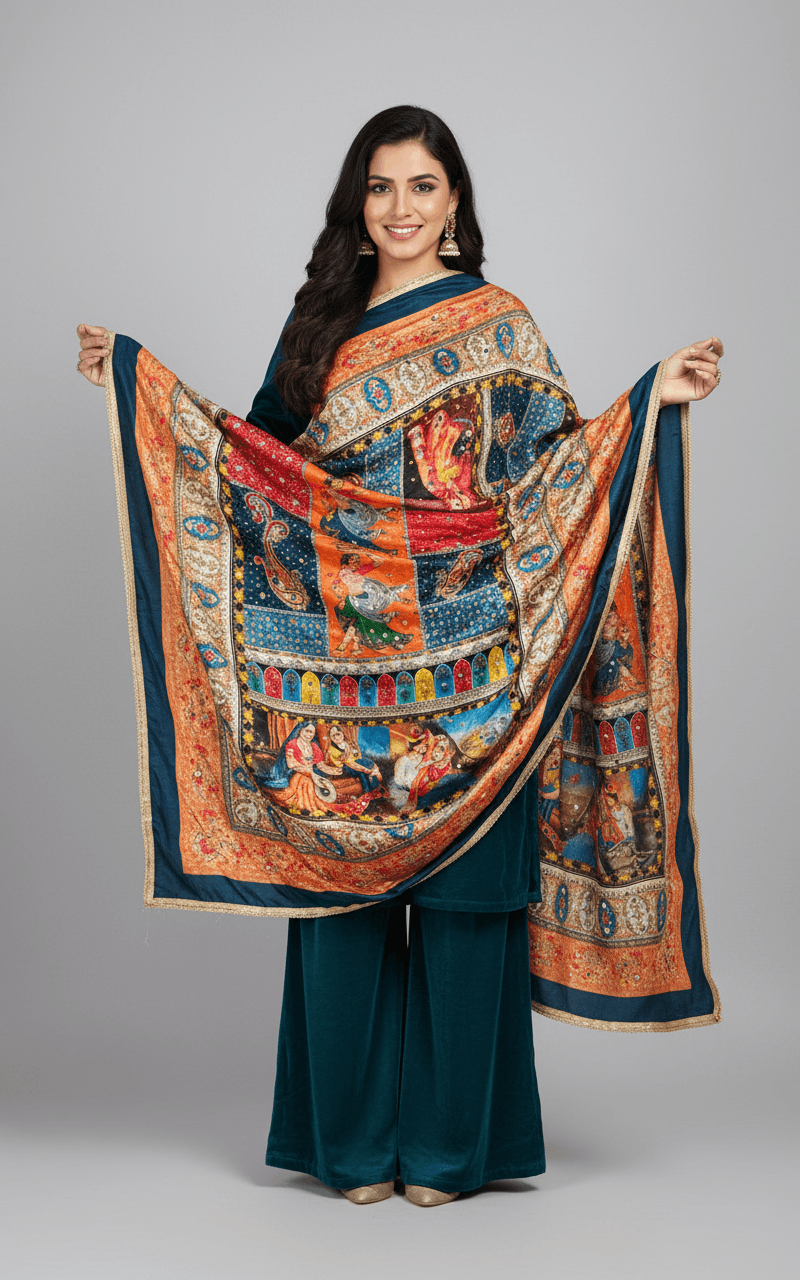 Mirror Work Dupatta Handwork Dupatta 2025SEP2202