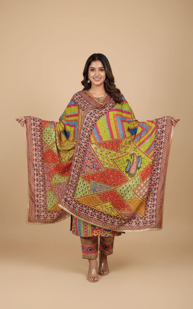 Mirror Work Dupatta Handwork Dupatta 2025SEP2004