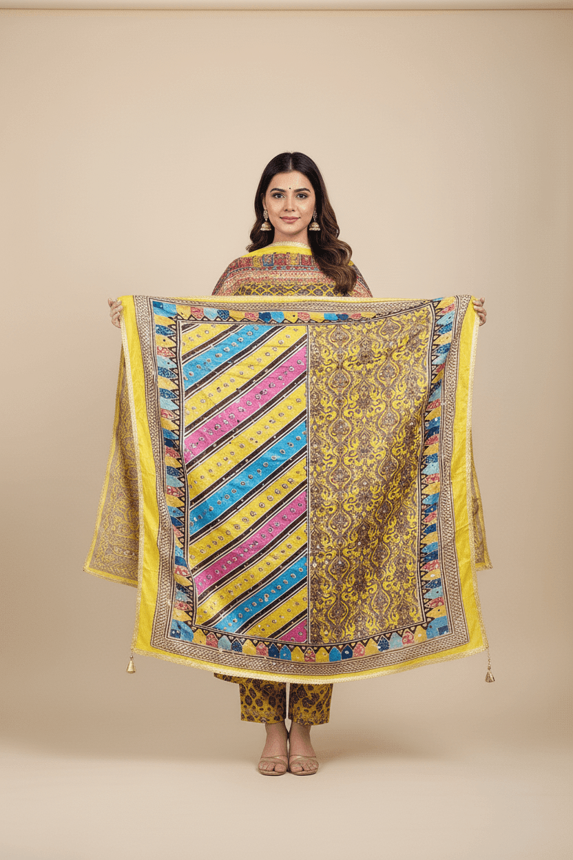 Mirror Work Dupatta Handwork Dupatta 2025Aug2177