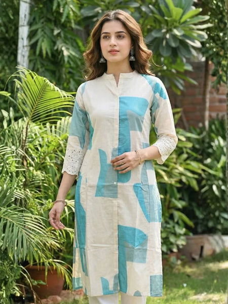 OCEAN HUES PRINTED KURTI