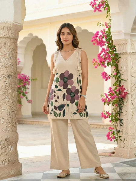 BEIGE FLORAL GRACE TUNIC