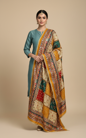 Mirror Work Dupatta Handwork Dupatta 2025OCT0304