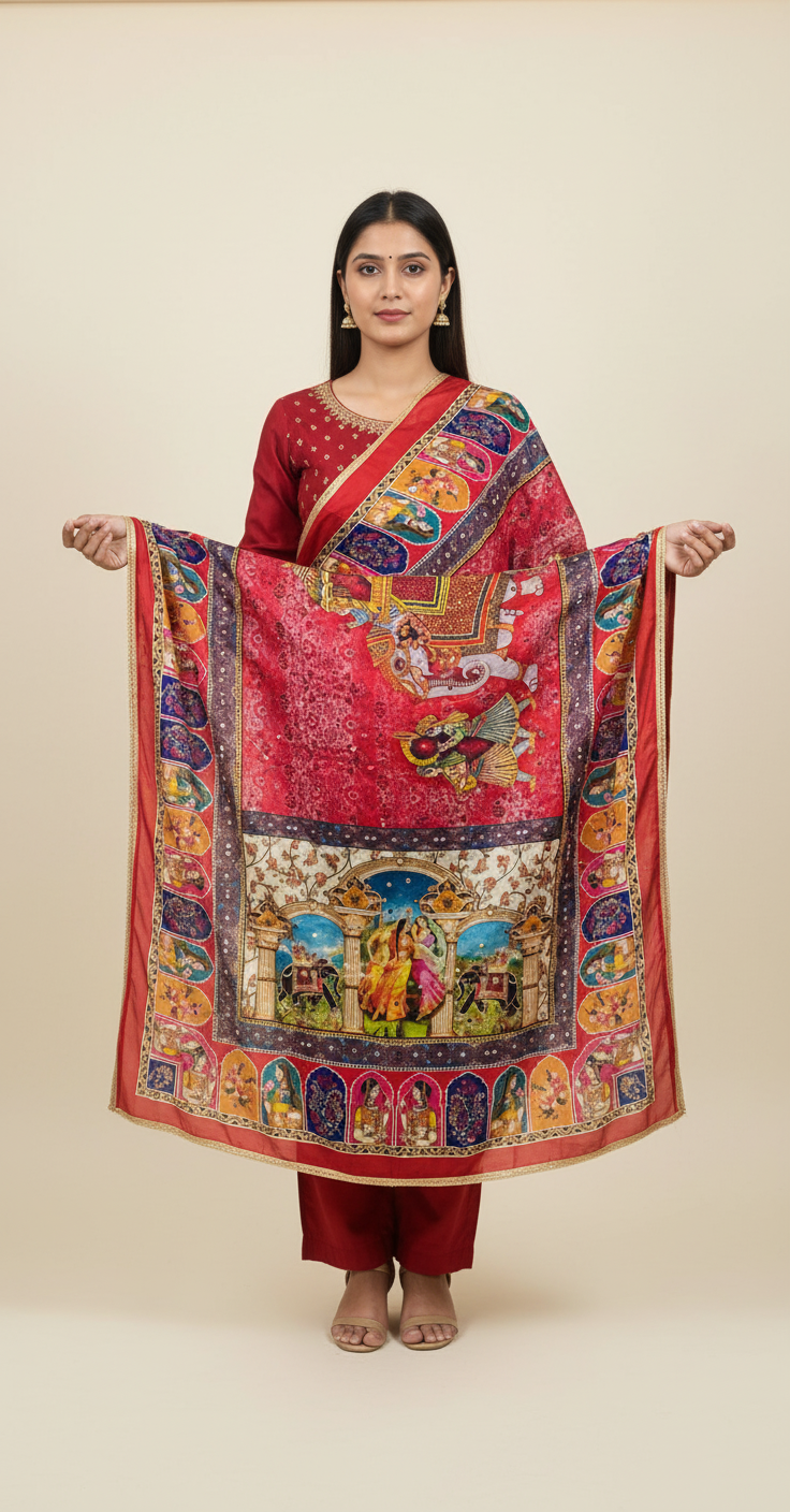 Mirror Work Dupatta Handwork Dupatta 2025OCT0308