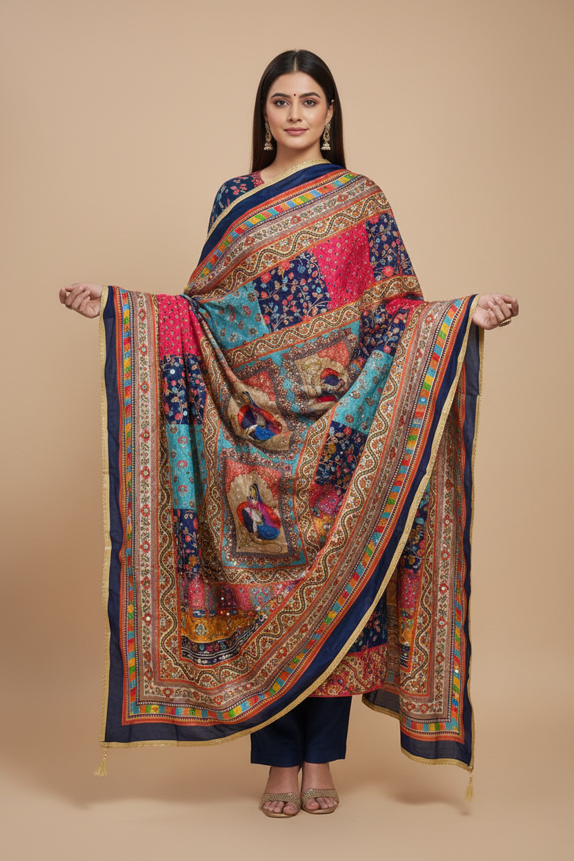 Mirror Work Dupatta Handwork Dupatta 2025OCT0301