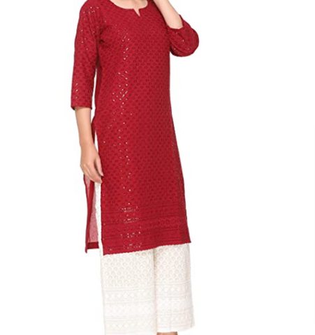 Mehroon Sequence Work Kurti
