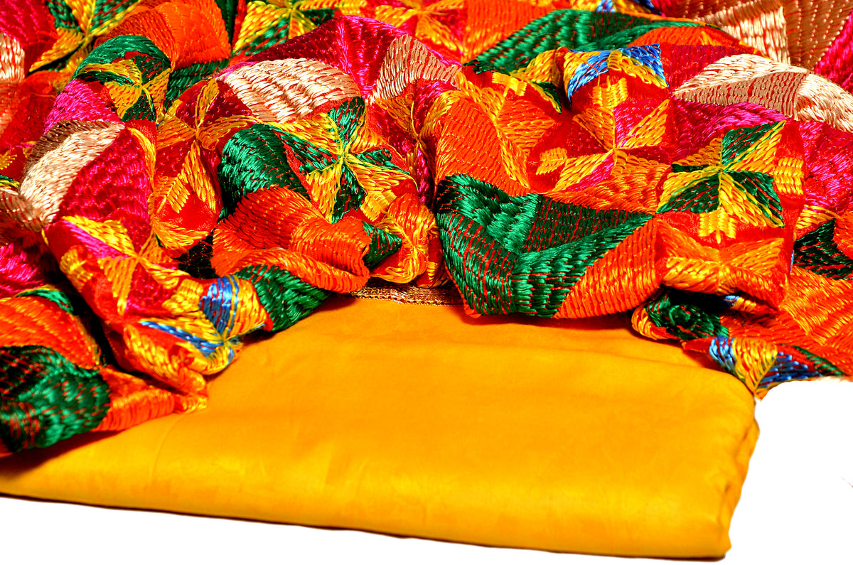 Heavy Phulkari Suit 2556 Yellow Color – Valaika Design