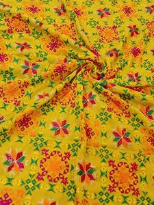 Yellow color Heavy Phulkari Dupatta