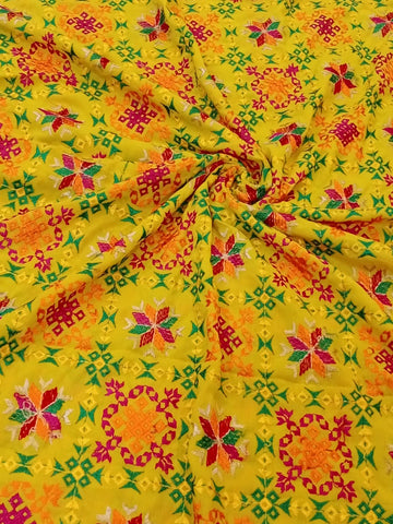 Yellow color Heavy Phulkari Dupatta