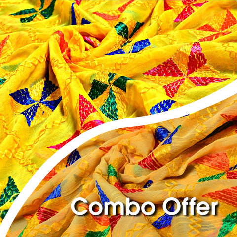 Yellow & Golden Color Phulkari Dupatta