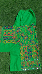 Green Phulkari Handmade Plazo1049