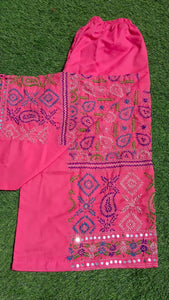 Baby Pink Phulkari Handmade Plazo1050