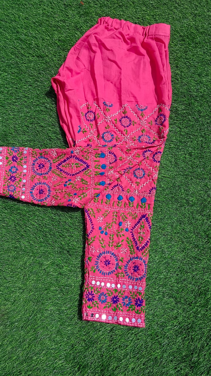 Pink Phulkari Handmade Pents1051